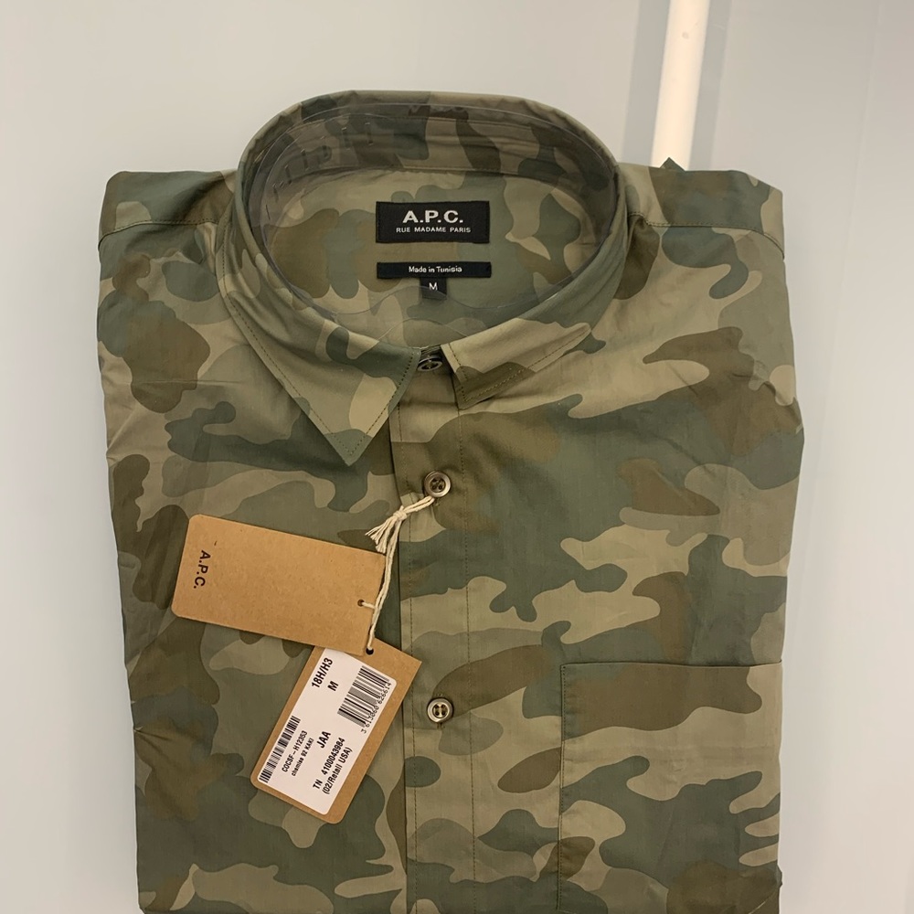 A.P.C. Men’s designer camo dress shirt